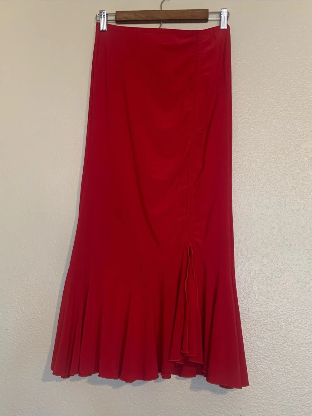 Flowing Red Maxi Skirt with Flounce Hem